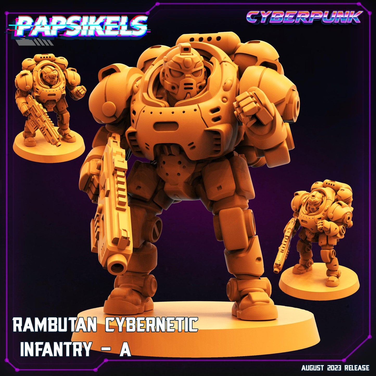 3D Printed Papsikels Cyberpunk Rambutan Cybernetic Infantry Squad Set 28mm 32mm
