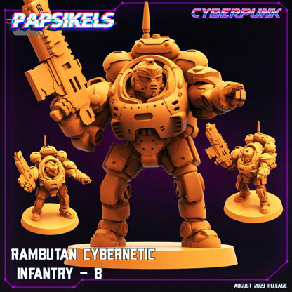 3D Printed Papsikels Cyberpunk Rambutan Cybernetic Infantry Squad Set 28mm 32mm