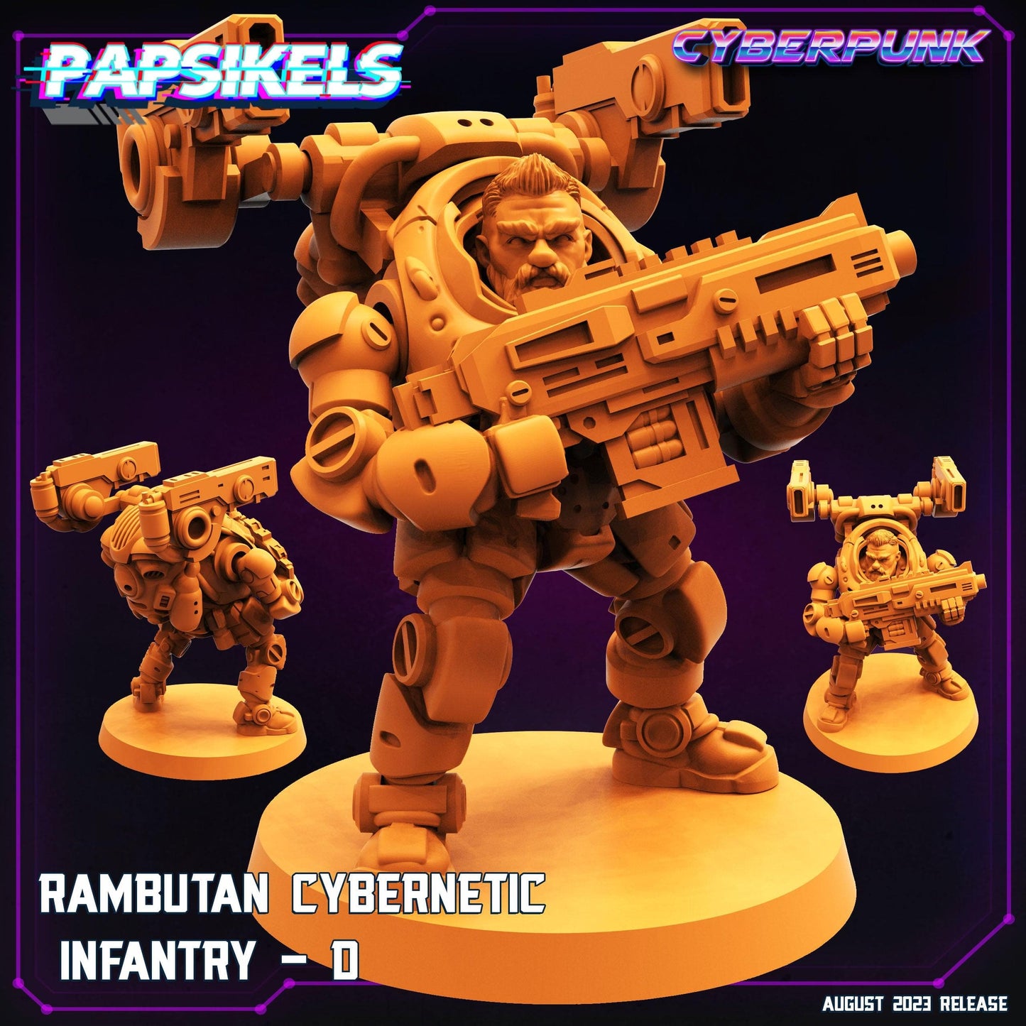 3D Printed Papsikels Cyberpunk Rambutan Cybernetic Infantry Squad Set 28mm 32mm