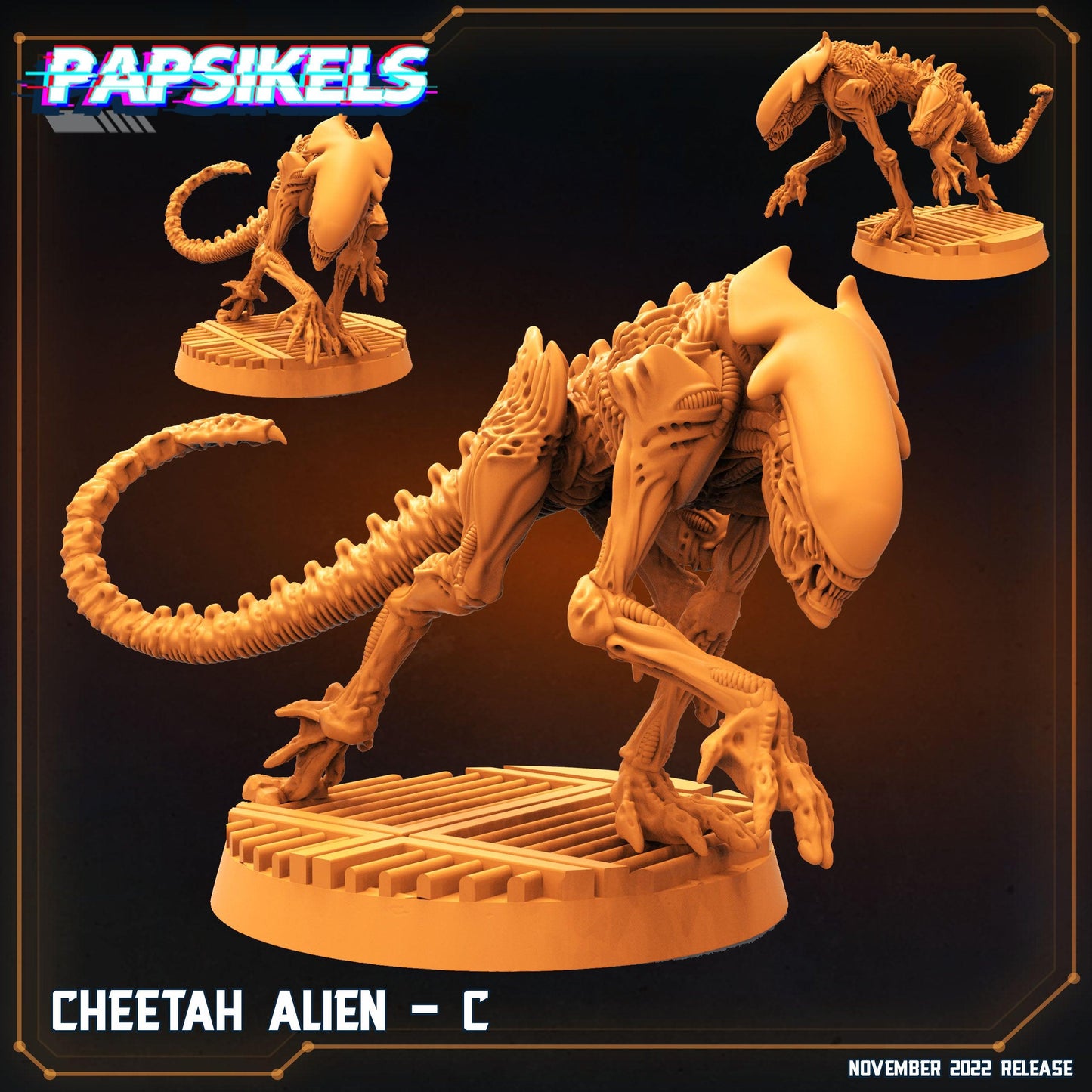 3D Printed Papsikels Cyberpunk Sci-Fi Cheetah Alien Set - 28mm 32mm