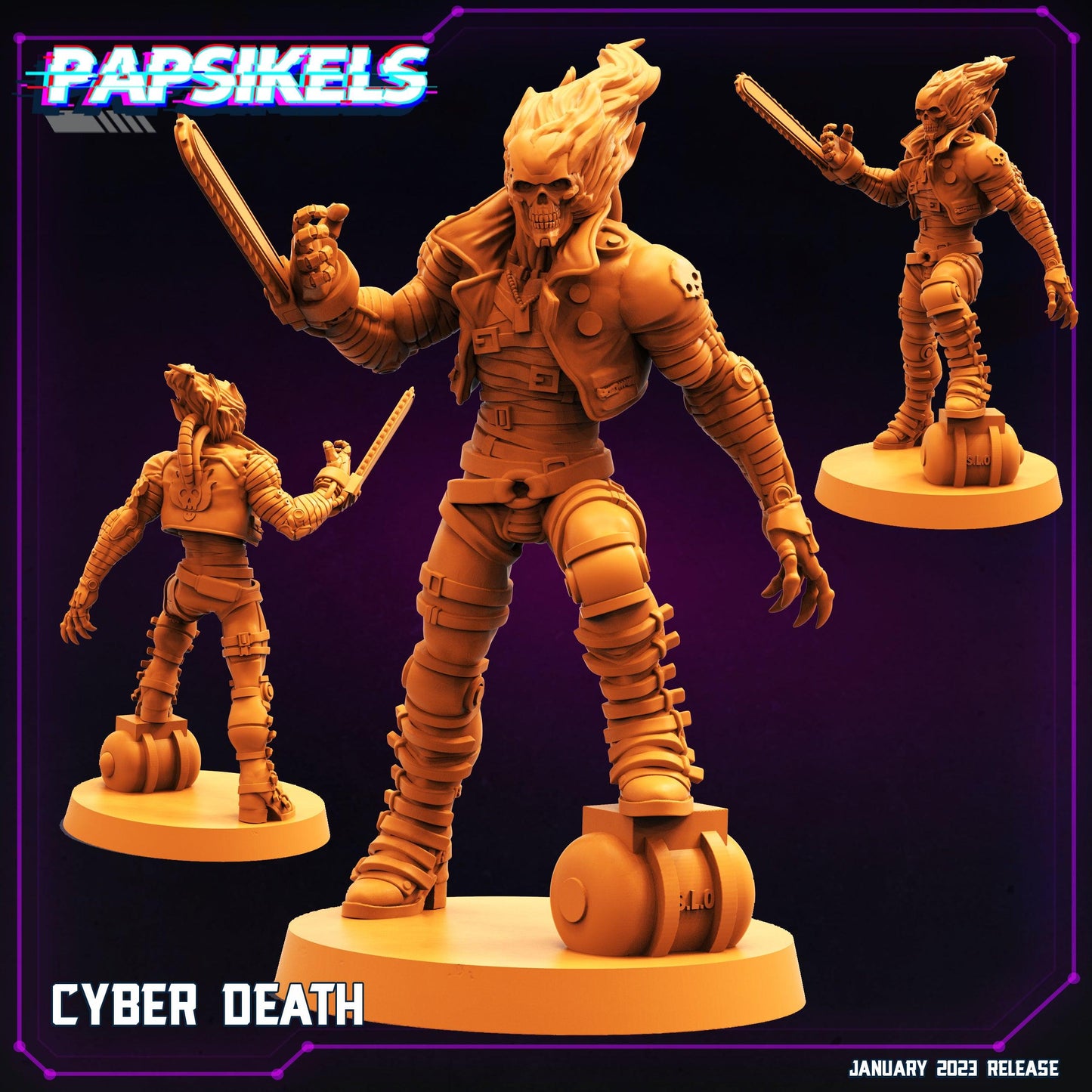 3D Printed Papsikels Cyberpunk Sci-Fi Cyber Death Rider 28mm 32mm