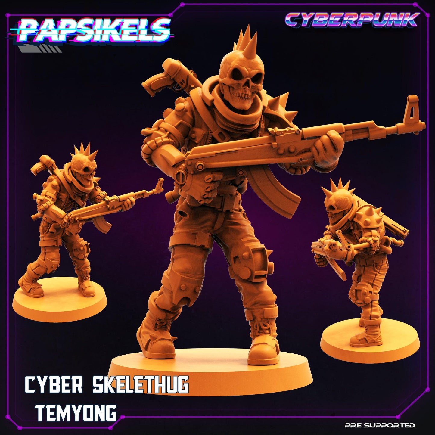 3D Printed Papsikels Cyberpunk Sci-Fi Cyber Skelethug Set - 28mm 32mm
