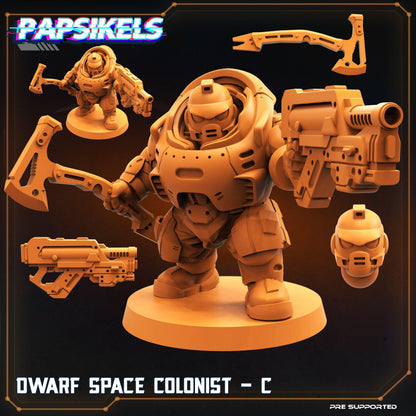 3D Printed Papsikels Cyberpunk Sci-Fi Dwarf Space Colonist Marines Set  - 28mm 32mm