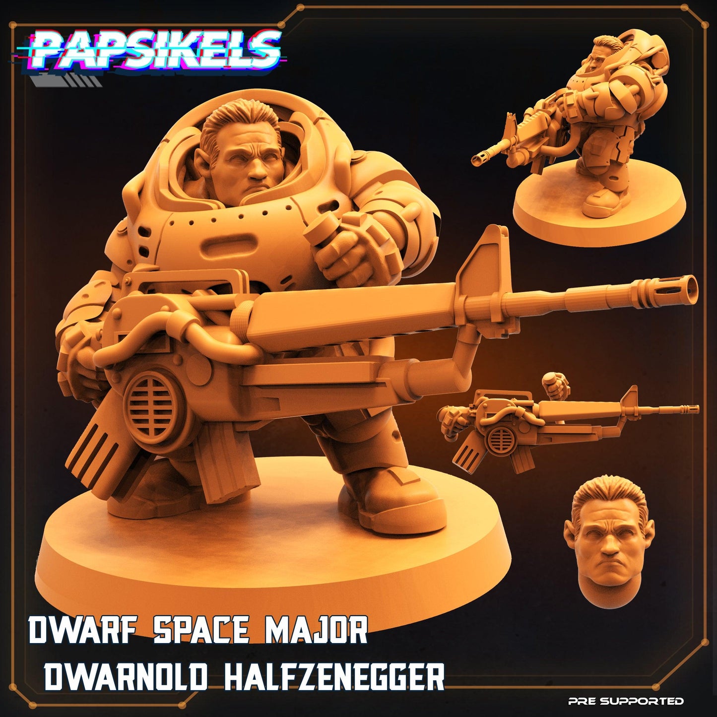 3D Printed Papsikels Cyberpunk Sci-Fi Dwarf Space Colonist Marines Set  - 28mm 32mm