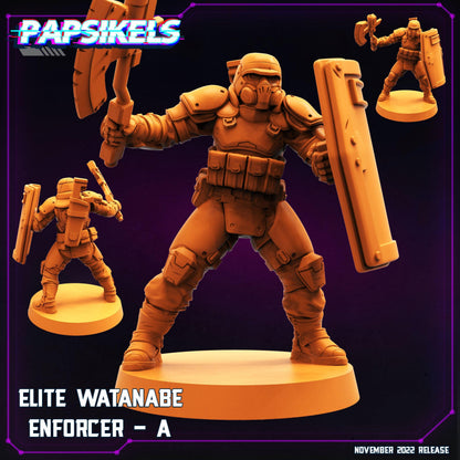 3D Printed Papsikels Cyberpunk Sci-Fi Elite Watanabe Enforcer Set - 28mm 32mm