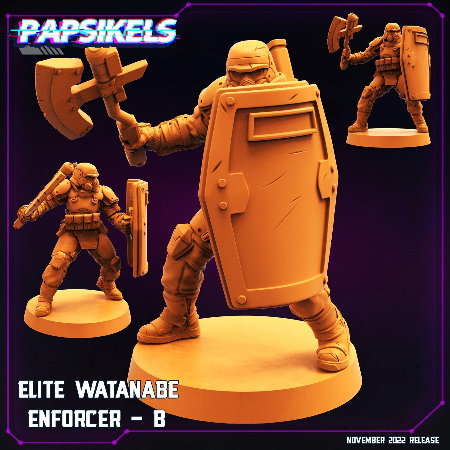 3D Printed Papsikels Cyberpunk Sci-Fi Elite Watanabe Enforcer Set - 28mm 32mm