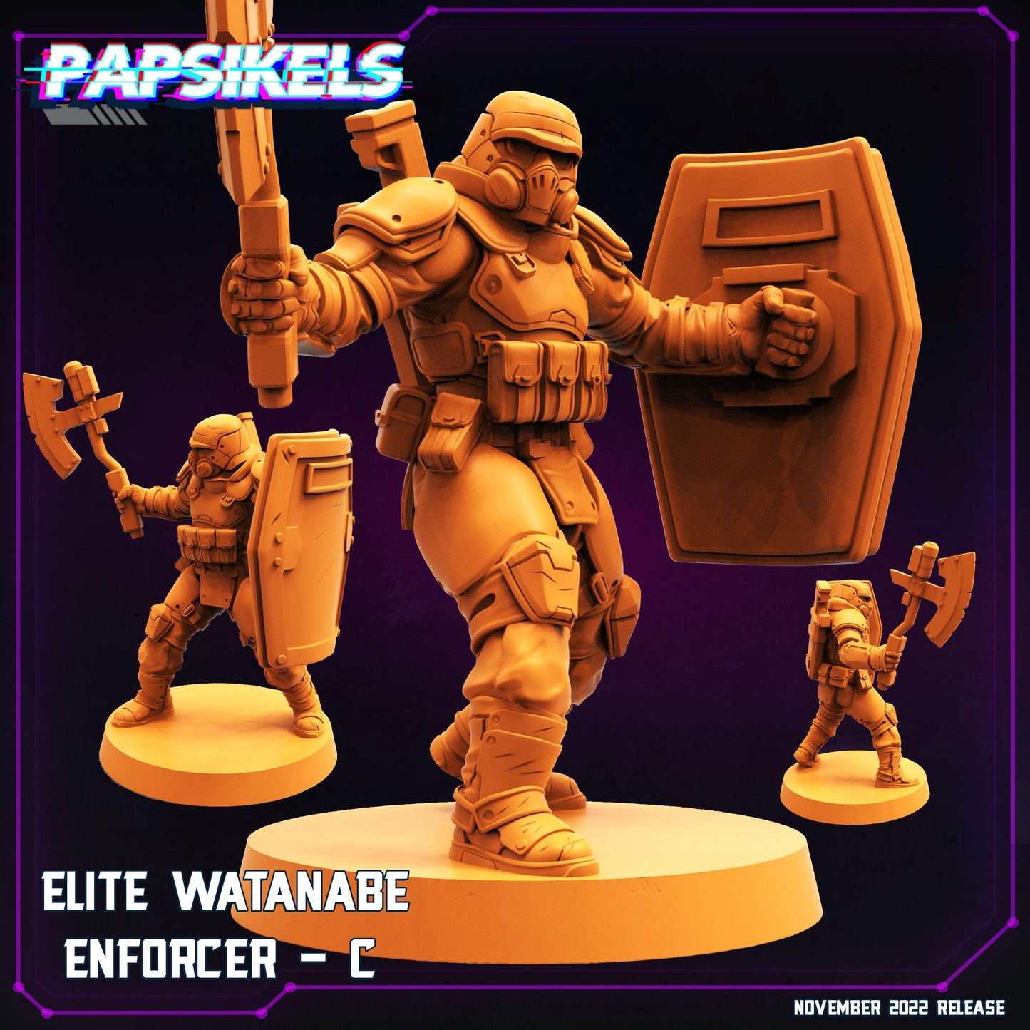 3D Printed Papsikels Cyberpunk Sci-Fi Elite Watanabe Enforcer Set - 28mm 32mm