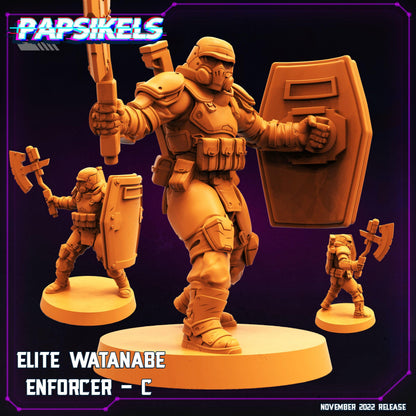 3D Printed Papsikels Cyberpunk Sci-Fi Elite Watanabe Enforcer Set - 28mm 32mm