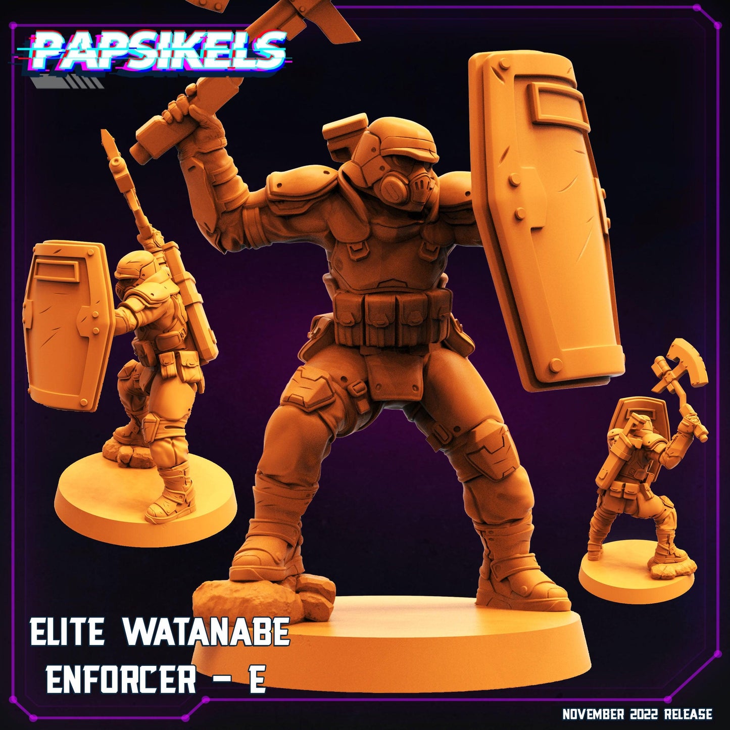 3D Printed Papsikels Cyberpunk Sci-Fi Elite Watanabe Enforcer Set - 28mm 32mm