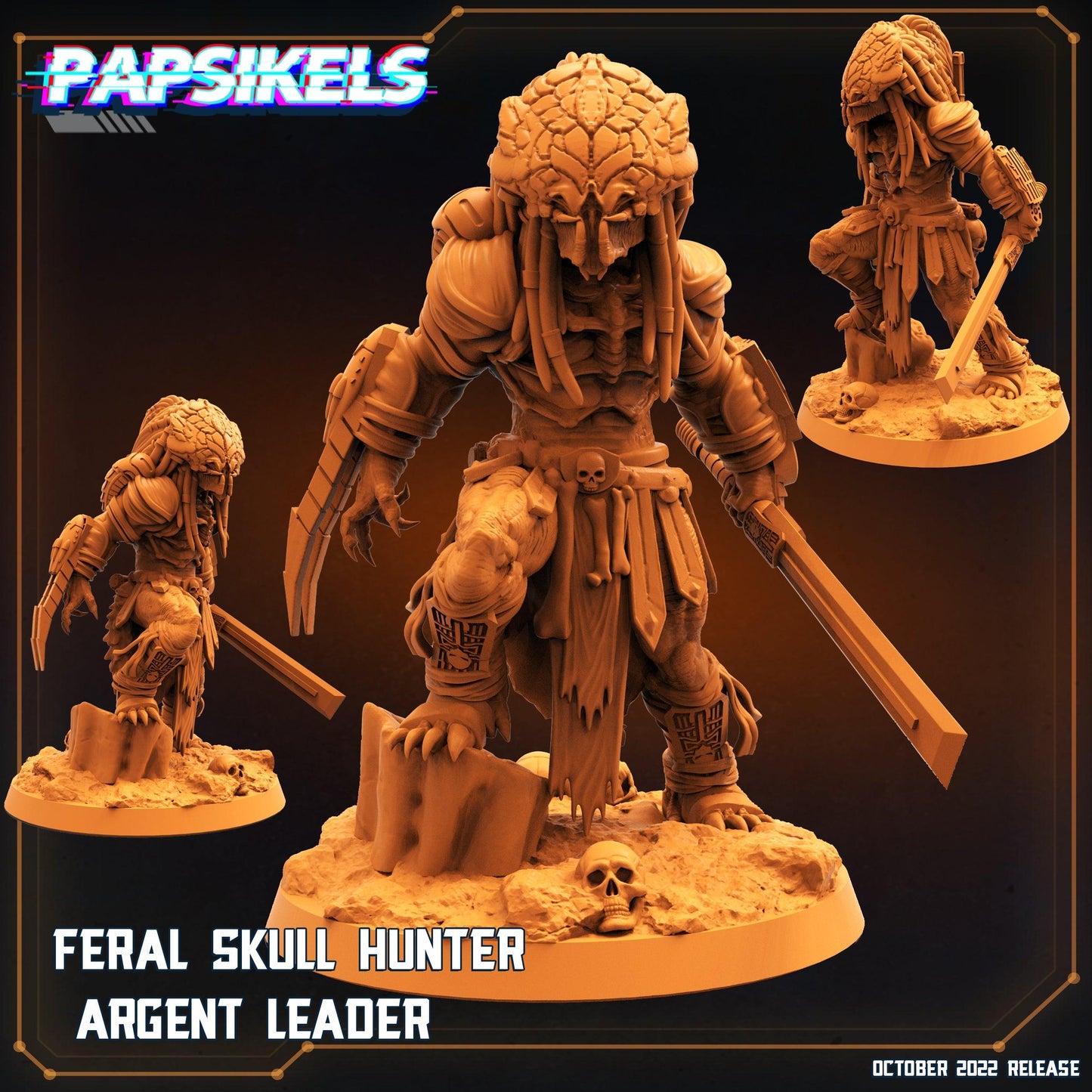 3D Printed Papsikels Cyberpunk Sci-Fi Feral Vixen Skull Hunter Set - 28mm 32mm