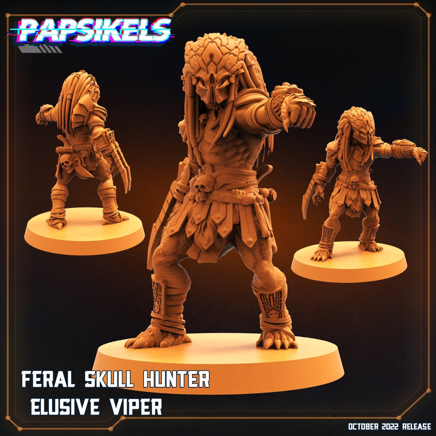 3D Printed Papsikels Cyberpunk Sci-Fi Feral Vixen Skull Hunter Set - 28mm 32mm