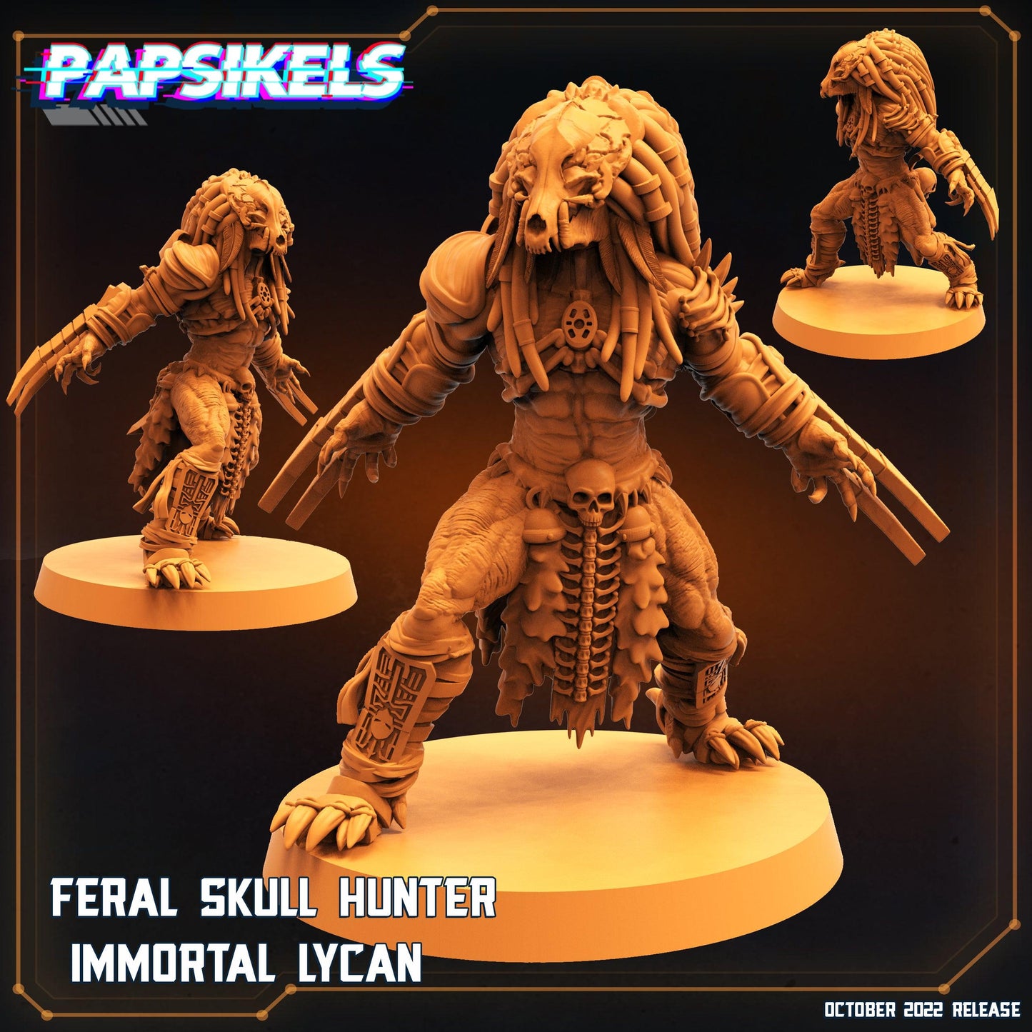 3D Printed Papsikels Cyberpunk Sci-Fi Feral Vixen Skull Hunter Set - 28mm 32mm