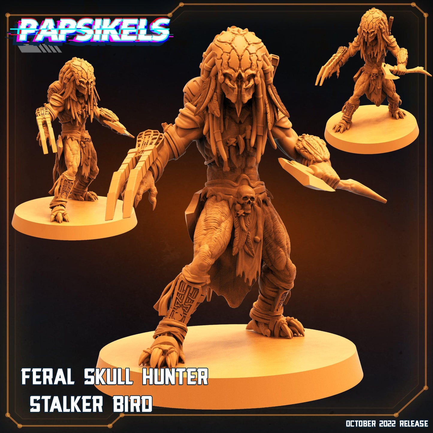 3D Printed Papsikels Cyberpunk Sci-Fi Feral Vixen Skull Hunter Set - 28mm 32mm