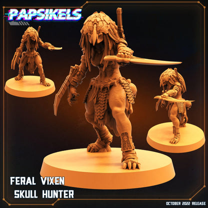 3D Printed Papsikels Cyberpunk Sci-Fi Feral Vixen Skull Hunter Set - 28mm 32mm