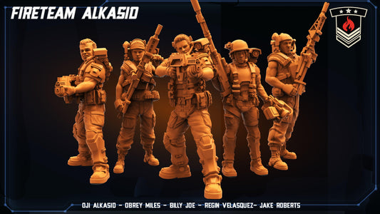 3D Printed Papsikels Cyberpunk Sci-Fi Fireteam Alkasid Set - 28mm 32mm
