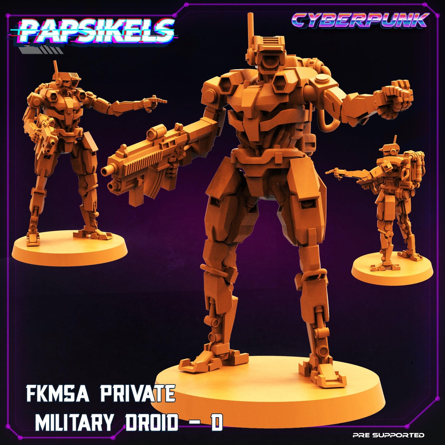 3D Printed Papsikels Cyberpunk Sci-Fi Fkmsa Private Military Droid Set - 28mm 32mm