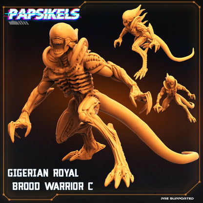 3D Printed Papsikels Cyberpunk Sci-Fi Gigerian Royal Brood Warrior Set - 28mm 32mm