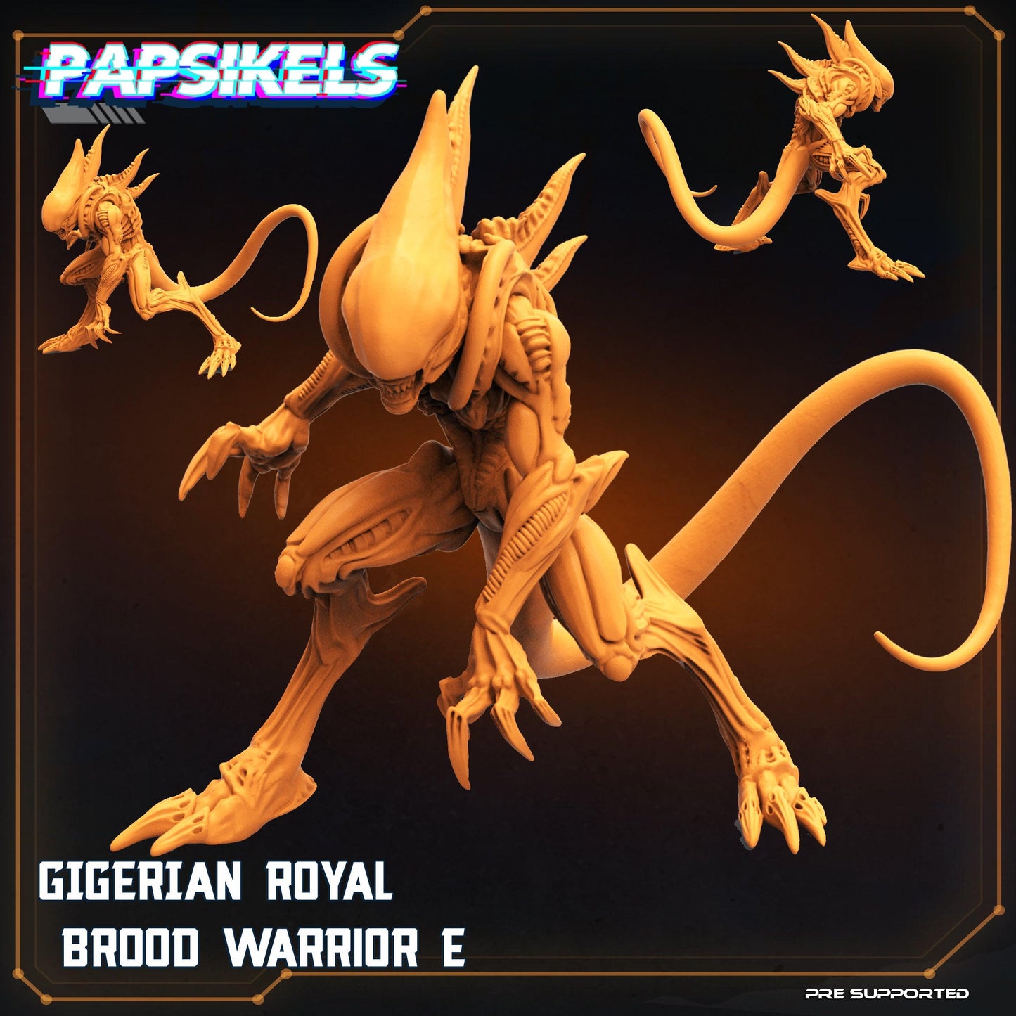 3D Printed Papsikels Cyberpunk Sci-Fi Gigerian Royal Brood Warrior Set - 28mm 32mm