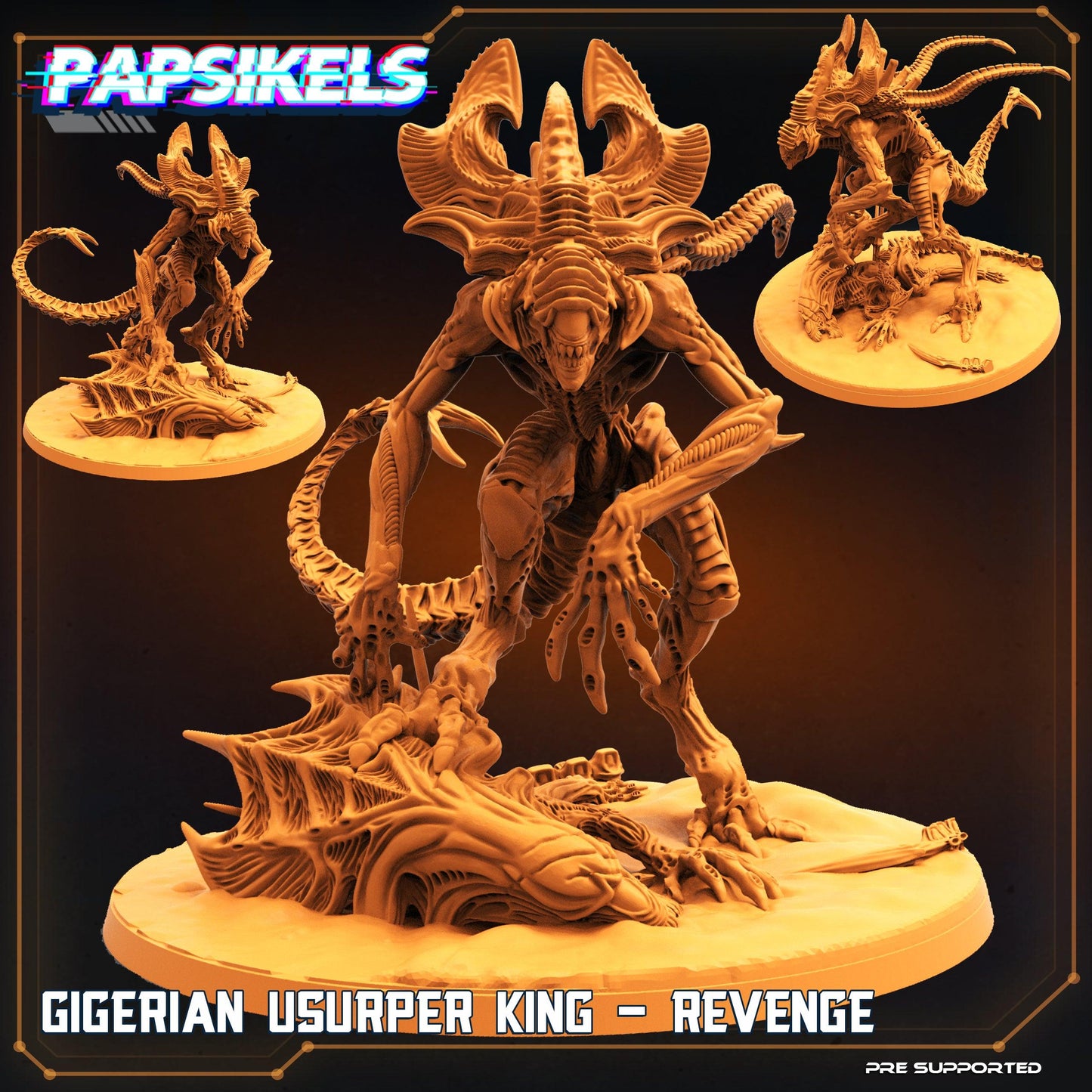 3D Printed Papsikels Cyberpunk Sci-Fi Gigerian Royal Usurper King - 28mm 32mm