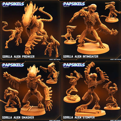3D Printed Papsikels Cyberpunk Sci-Fi Gorilla Alien Set - 28mm 32mm