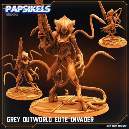 3D Printed Papsikels Cyberpunk Sci-Fi Grey Kind Outworld Invaders Set - 28mm 32mm