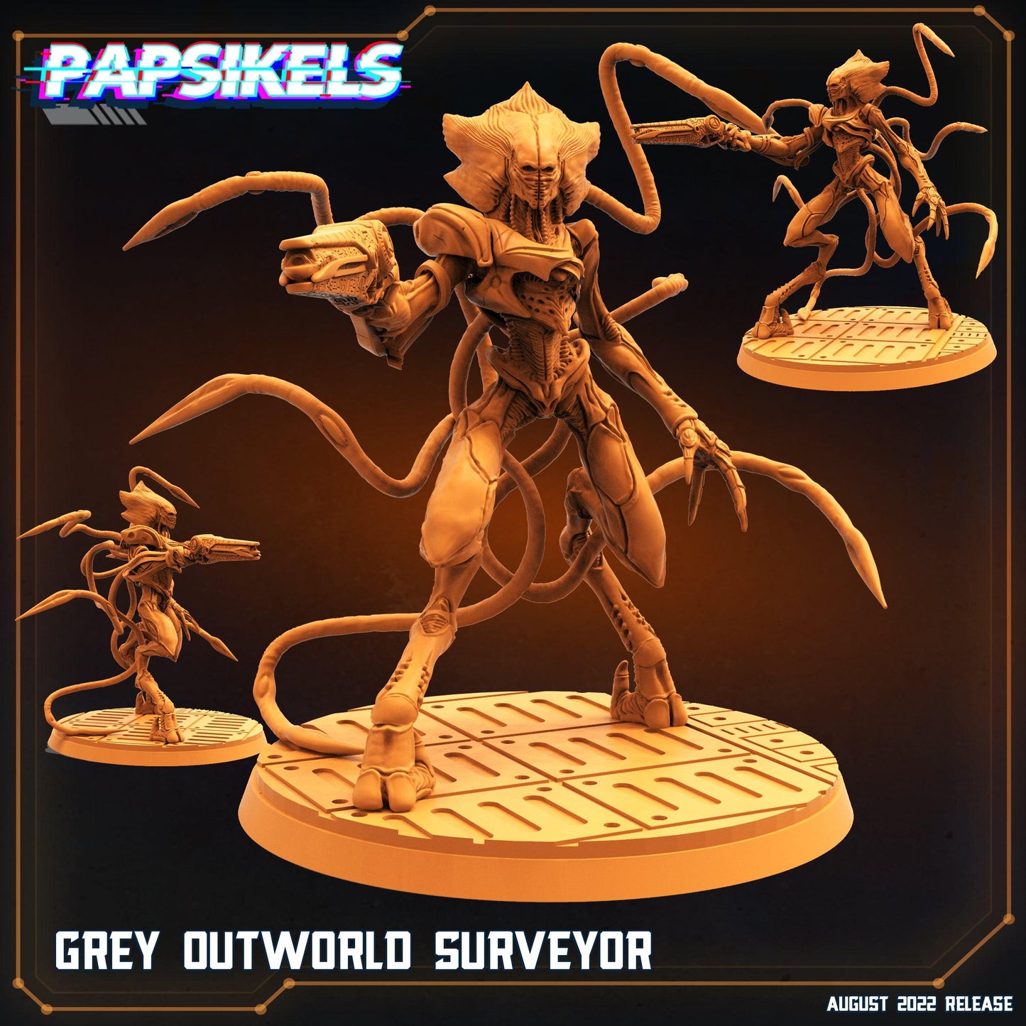 3D Printed Papsikels Cyberpunk Sci-Fi Grey Outworld Alien Set - 28mm 32mm