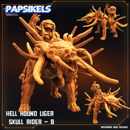 3D Printed Papsikels Cyberpunk Sci-Fi Hell Hound Liger Skull Rider Set - 28mm 32mm