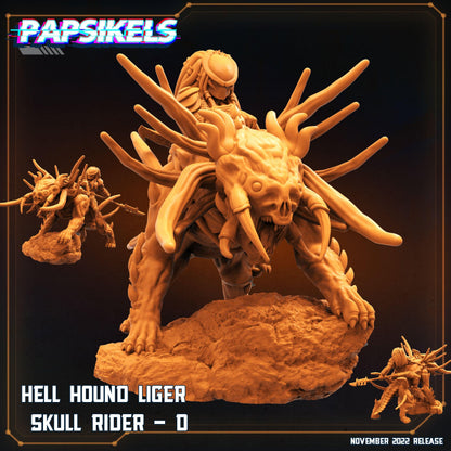 3D Printed Papsikels Cyberpunk Sci-Fi Hell Hound Liger Skull Rider Set - 28mm 32mm
