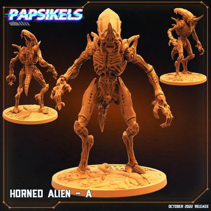 3D Printed Papsikels Cyberpunk Sci-Fi Horned Alien Set - 28mm 32mm