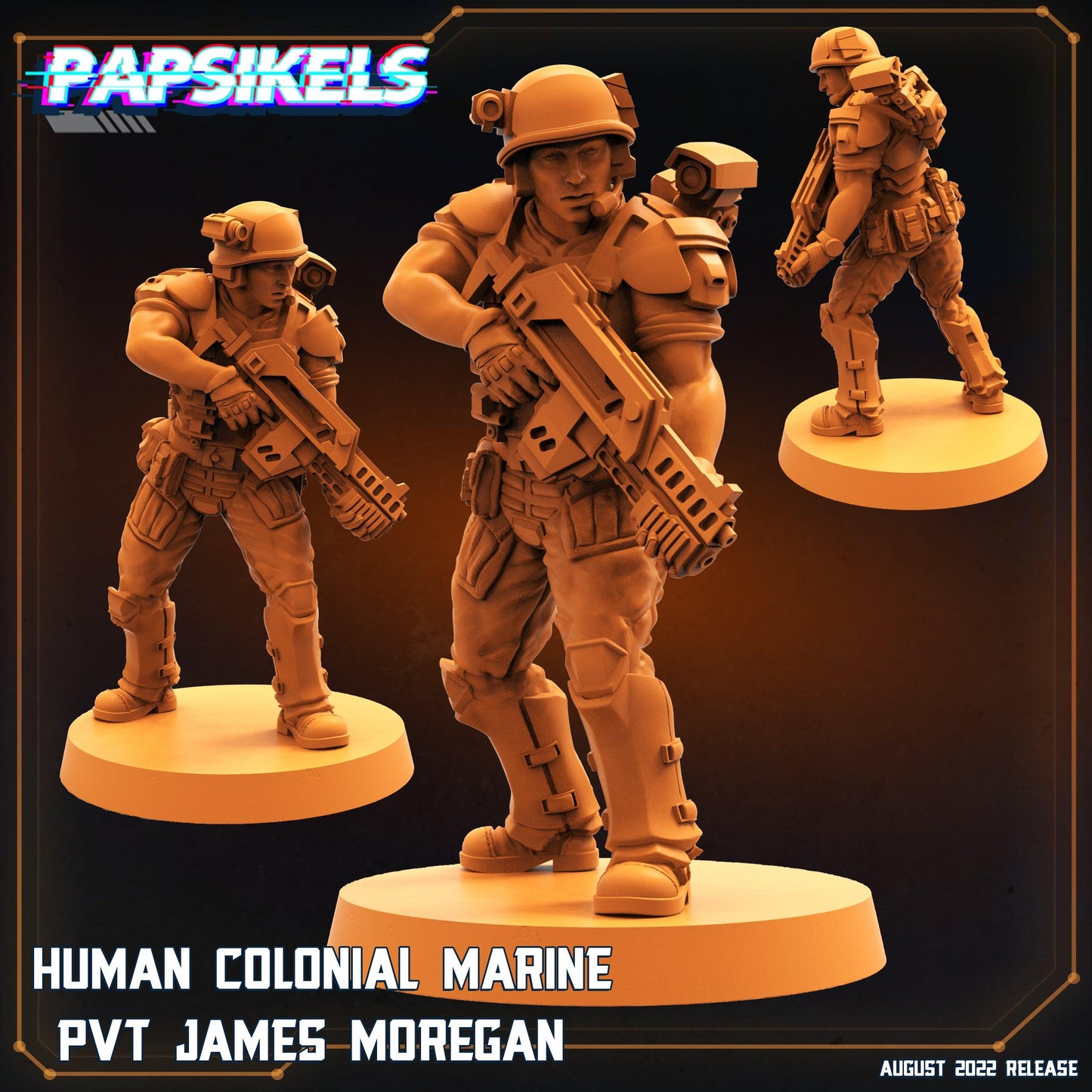 3D Printed Papsikels Cyberpunk Sci-Fi Human Colonial Marine Pfc Set - 28mm 32mm
