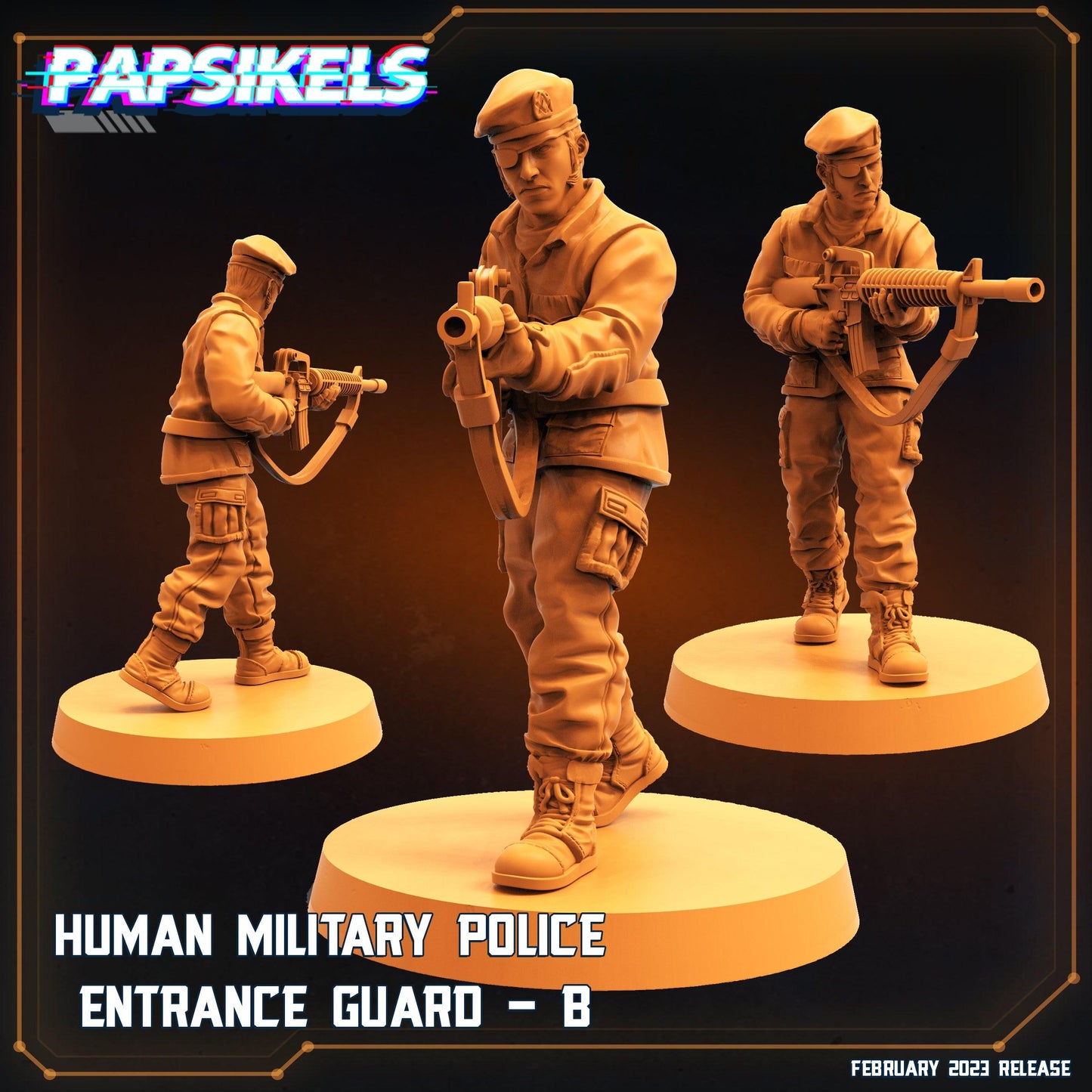 3D Printed Papsikels Cyberpunk Sci-Fi - Human Military Police Entrance Guard Set - Star Entrance 28mm 32mm