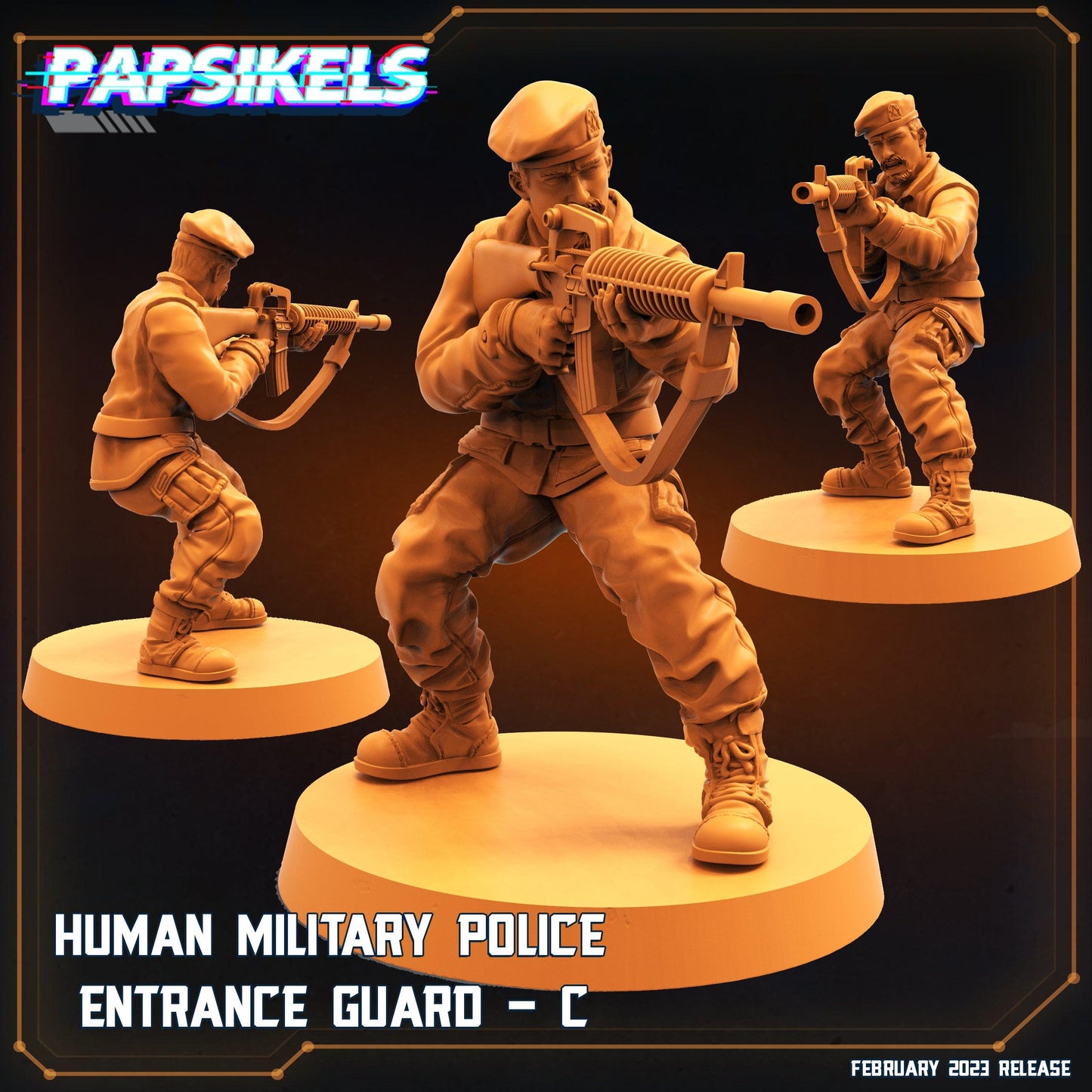 3D Printed Papsikels Cyberpunk Sci-Fi - Human Military Police Entrance Guard Set - Star Entrance 28mm 32mm