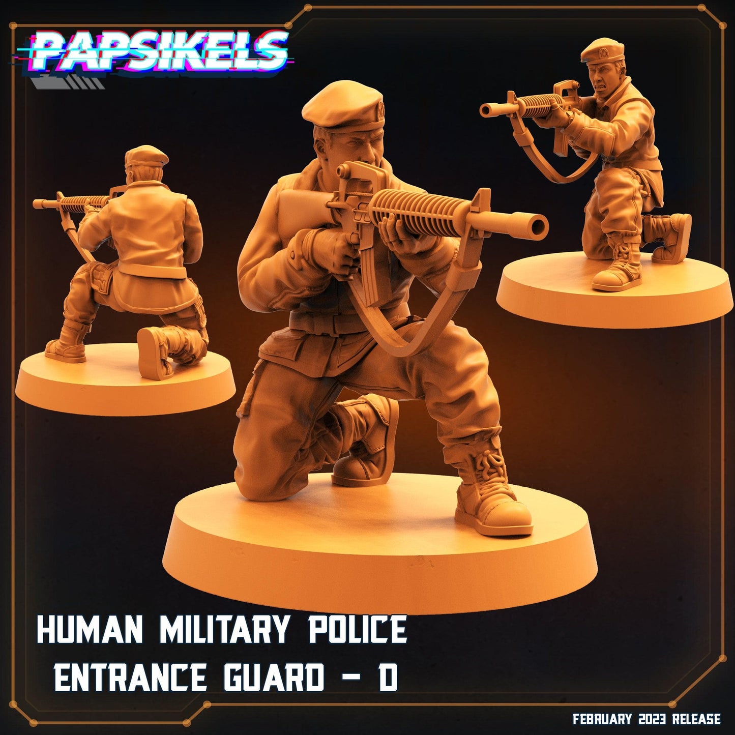 3D Printed Papsikels Cyberpunk Sci-Fi - Human Military Police Entrance Guard Set - Star Entrance 28mm 32mm