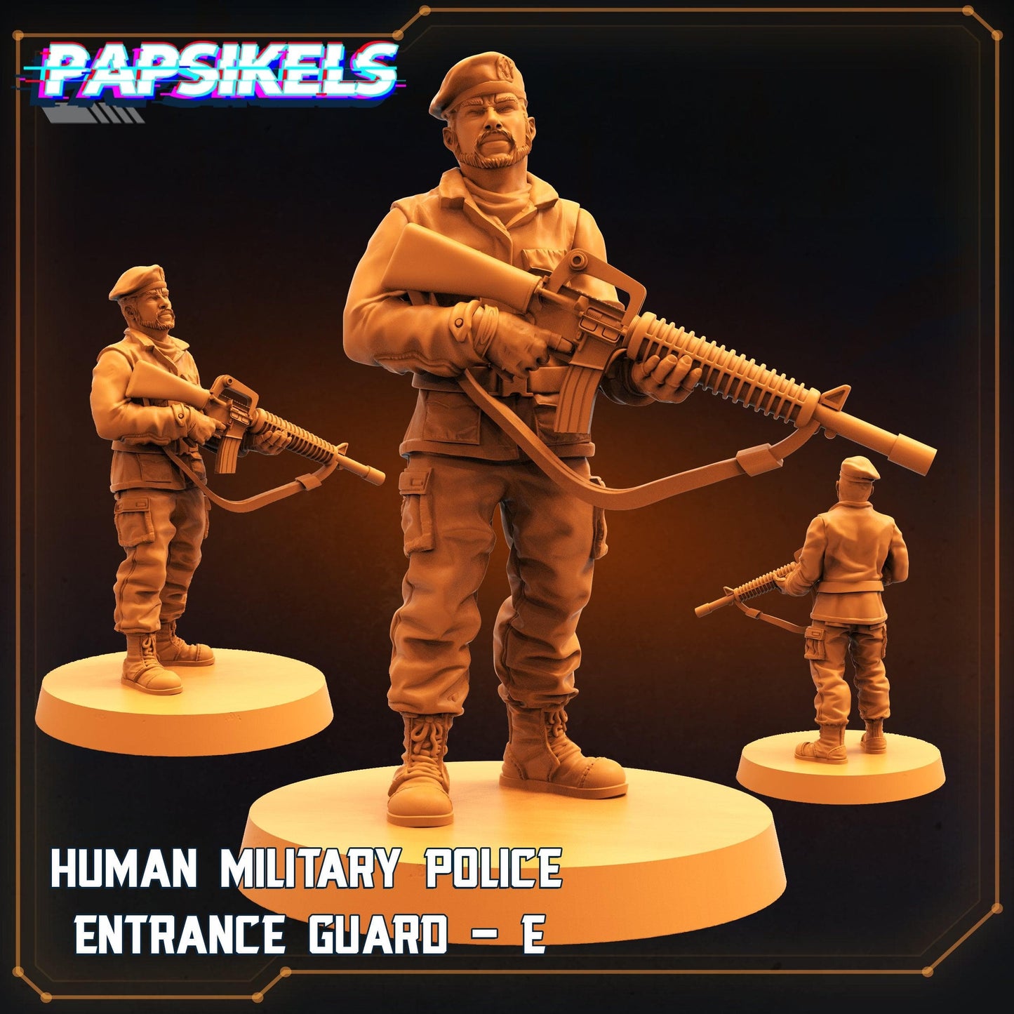 3D Printed Papsikels Cyberpunk Sci-Fi - Human Military Police Entrance Guard Set - Star Entrance 28mm 32mm