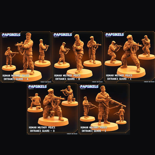 3D Printed Papsikels Cyberpunk Sci-Fi - Human Military Police Entrance Guard Set - Star Entrance 28mm 32mm