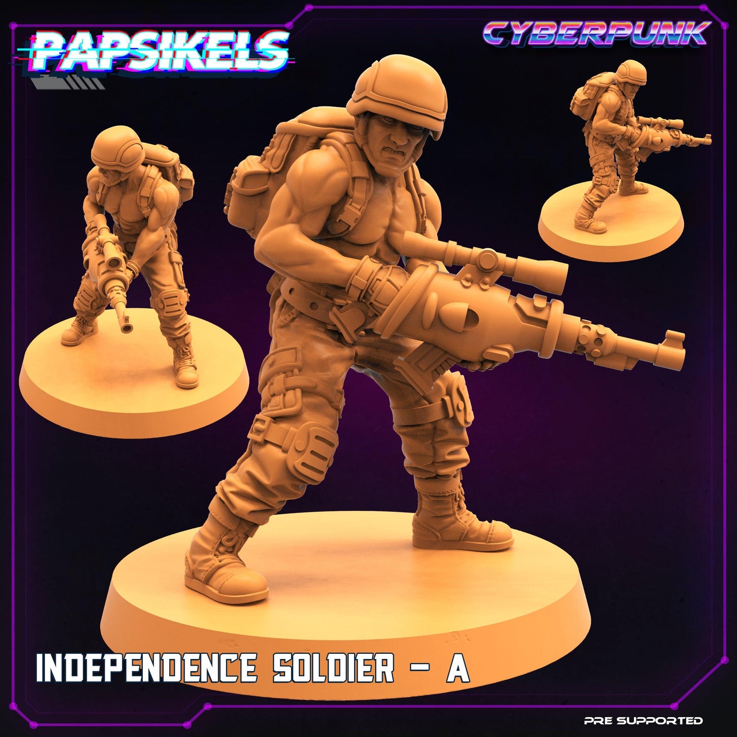3D Printed Papsikels Cyberpunk Sci-Fi Independence Soldier Set - 28mm 32mm