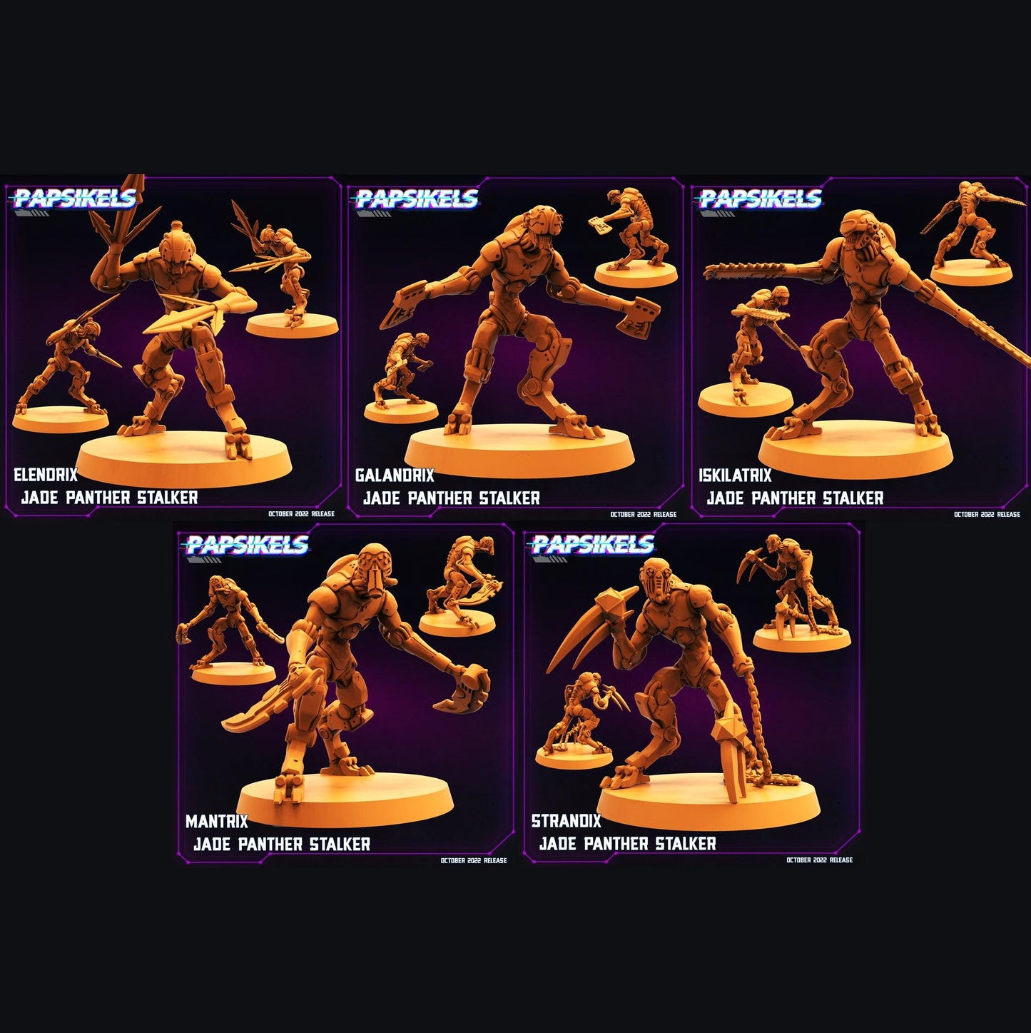 3D Printed Papsikels Cyberpunk Sci-Fi Jade Panther Stalker Set - 28mm 32mm