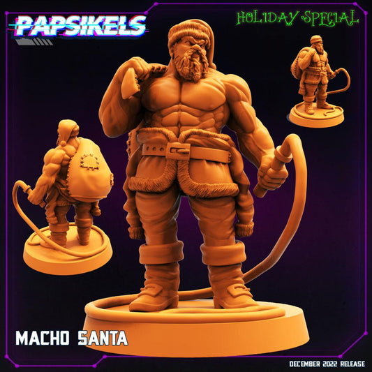 3D Printed Papsikels Cyberpunk Sci-Fi Macho Santa - 28mm 32mm