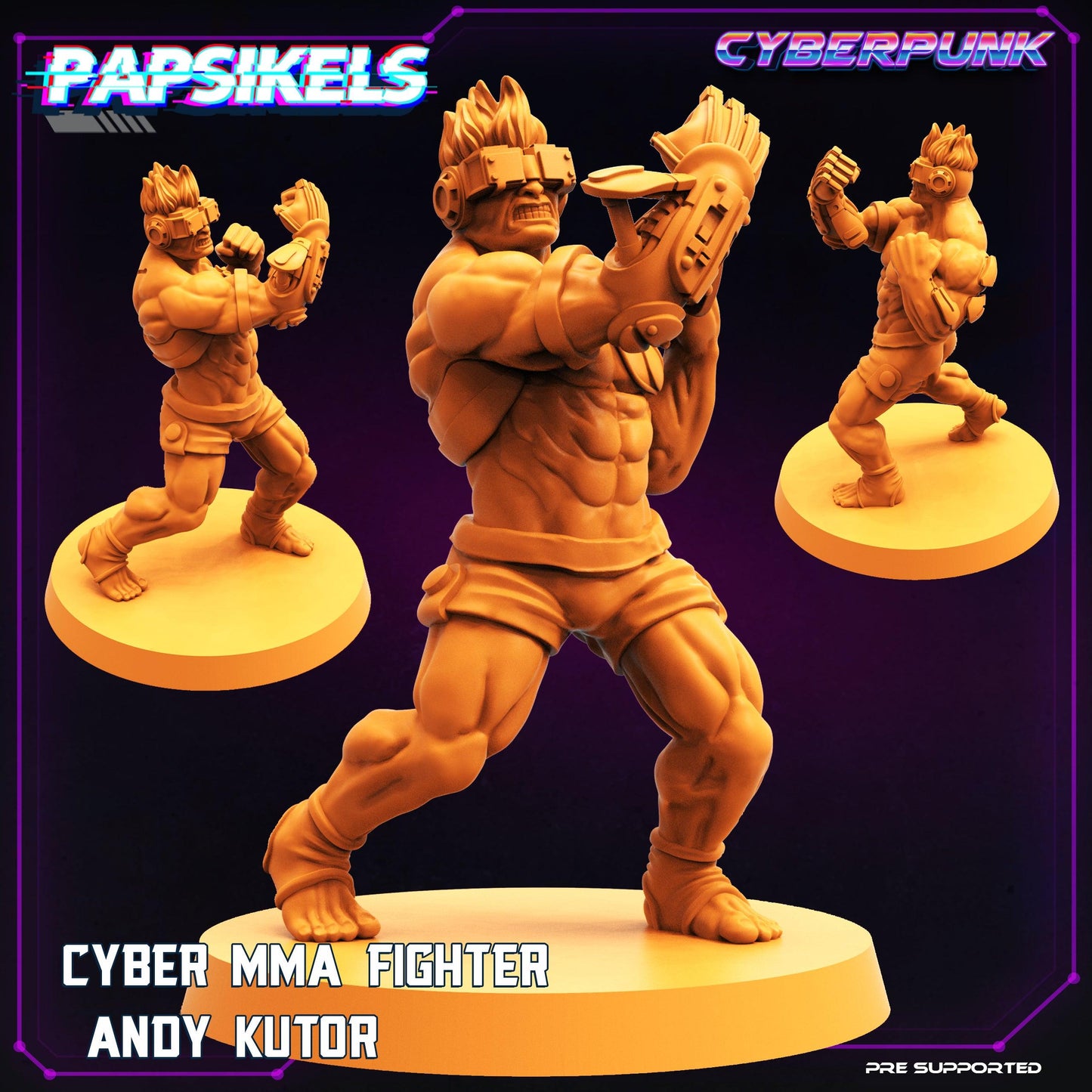 3D Printed Papsikels Cyberpunk Sci-Fi Mma Boxer Fighter Set - 28mm 32mm