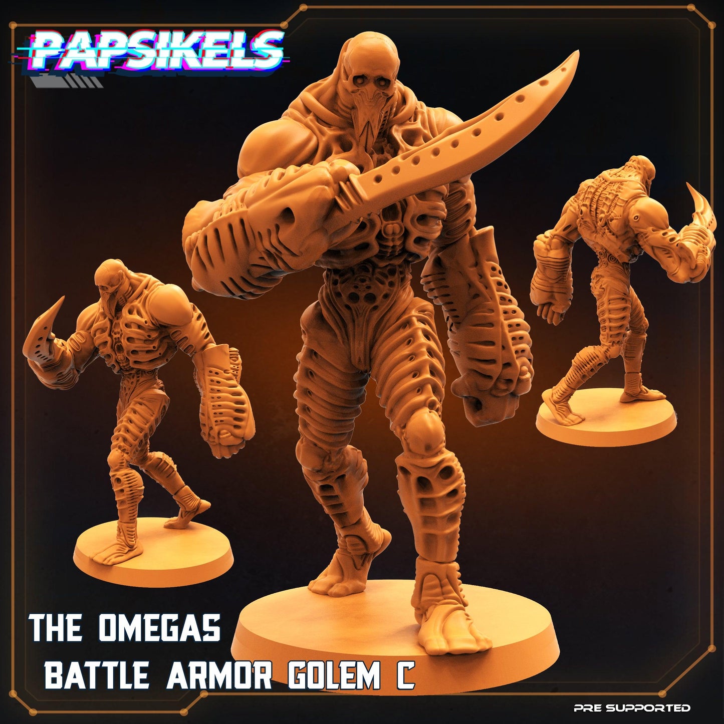 3D Printed Papsikels Cyberpunk Sci-Fi Omega Battle Armor Golem Set - 28mm 32mm