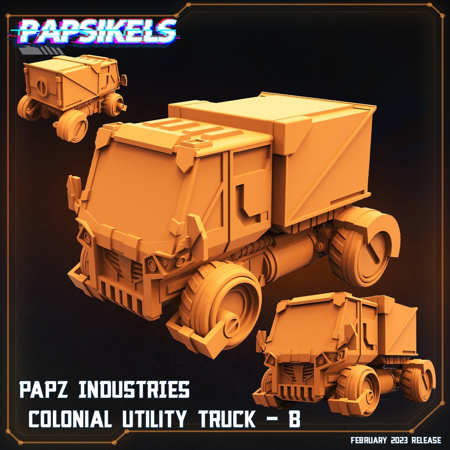 3D Printed Papsikels Cyberpunk  Sci-Fi Papz Industries Colonial Utility Truck B - 28mm 32mm