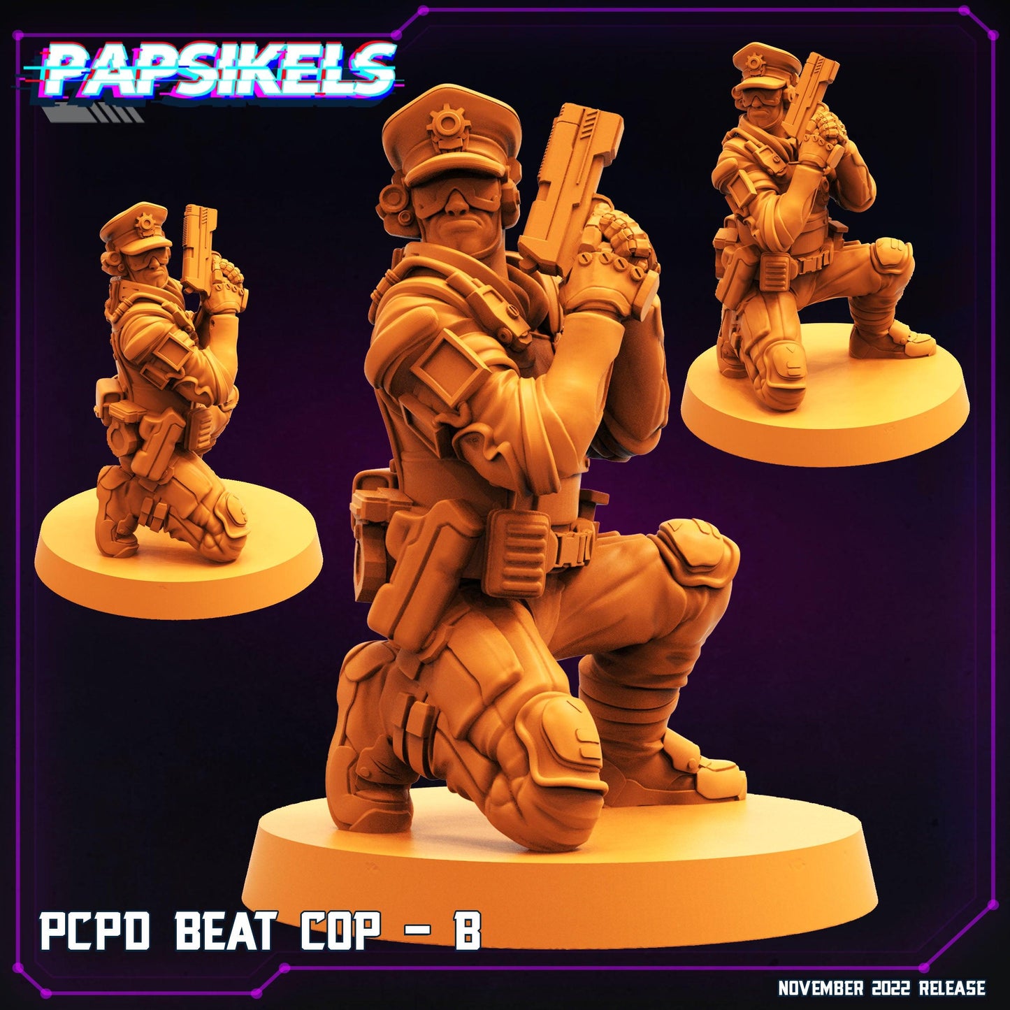 3D Printed Papsikels Cyberpunk Sci-Fi Pcpd Beat Cop Set - 28mm 32mm