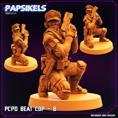 3D Printed Papsikels Cyberpunk Sci-Fi Pcpd Beat Cop Set - 28mm 32mm