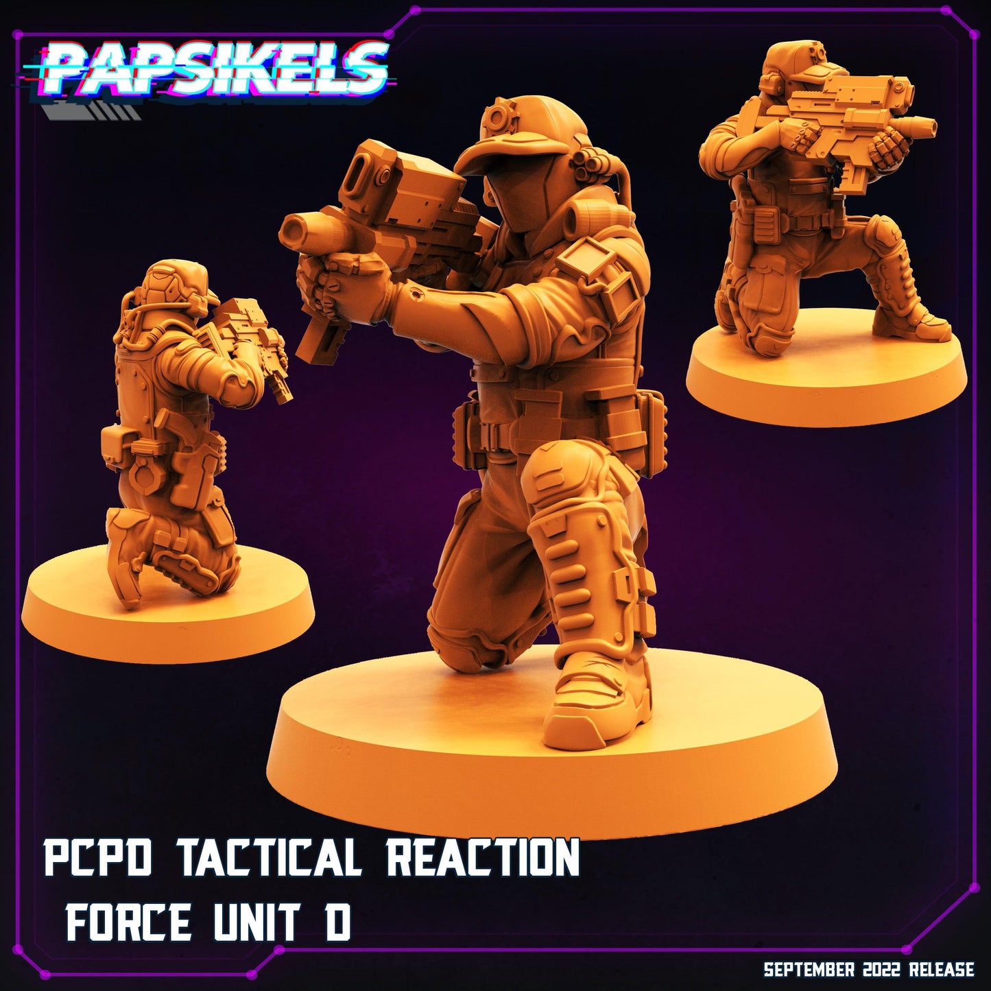 3D Printed Papsikels Cyberpunk Sci-Fi Pcpd Tactical Reaction Force Unit - 28mm 32mm