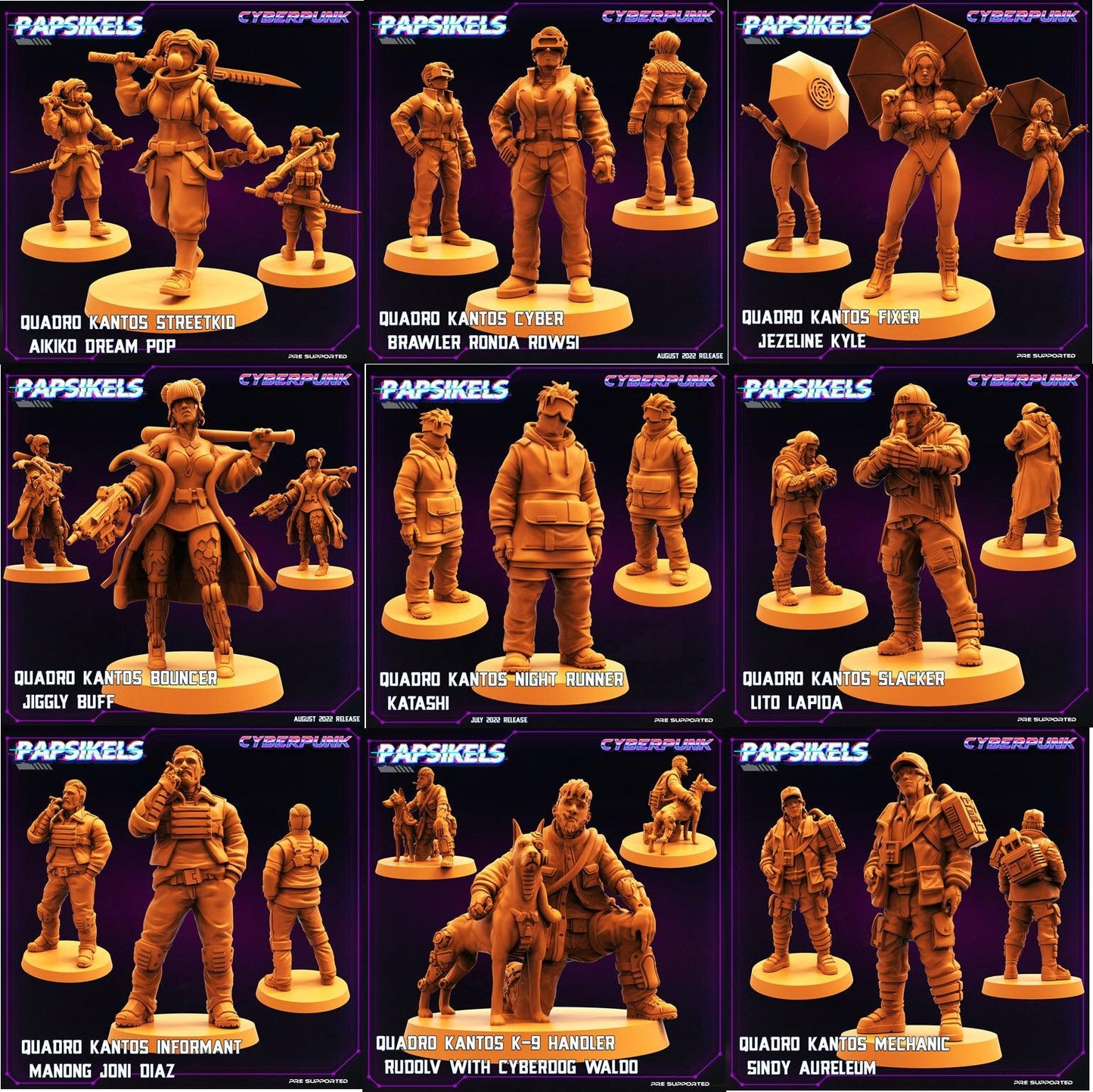 3D Printed Papsikels Cyberpunk Sci-Fi Quadro Kantos Set - 28mm 32mm
