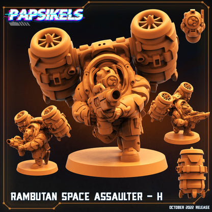 3D Printed Papsikels Cyberpunk Sci-Fi Rambutan Space Assaulters Set 2 - 28mm 32mm