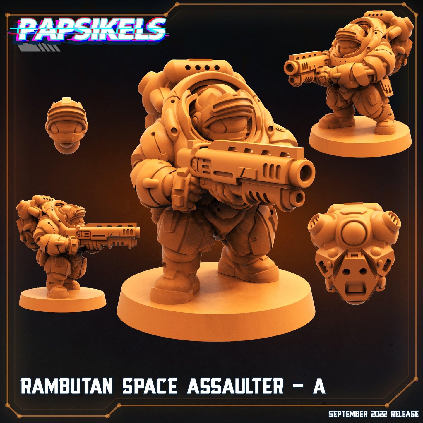 3D Printed Papsikels Cyberpunk Sci-Fi Rambutan Space Assaulters Set - 28mm 32mm