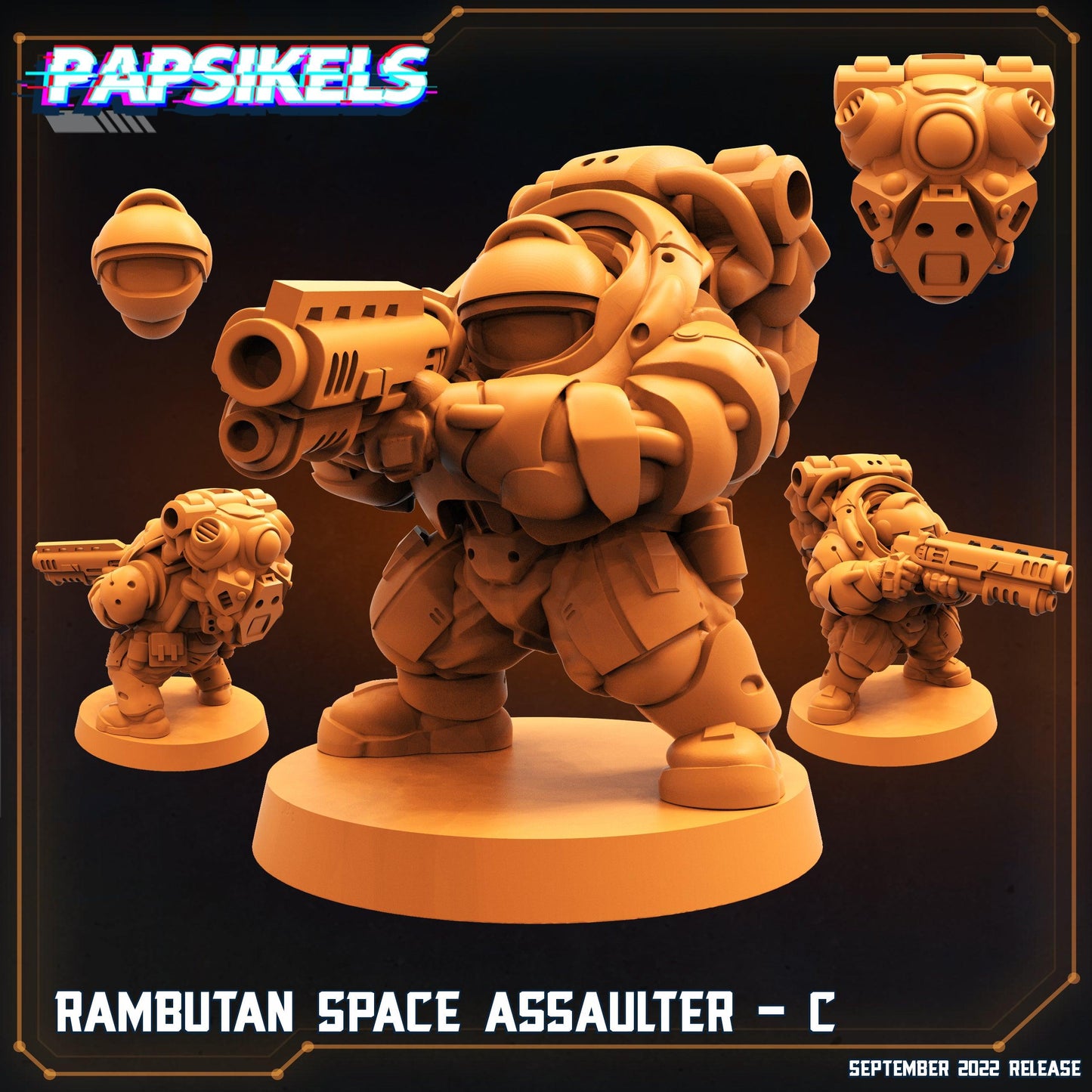 3D Printed Papsikels Cyberpunk Sci-Fi Rambutan Space Assaulters Set - 28mm 32mm