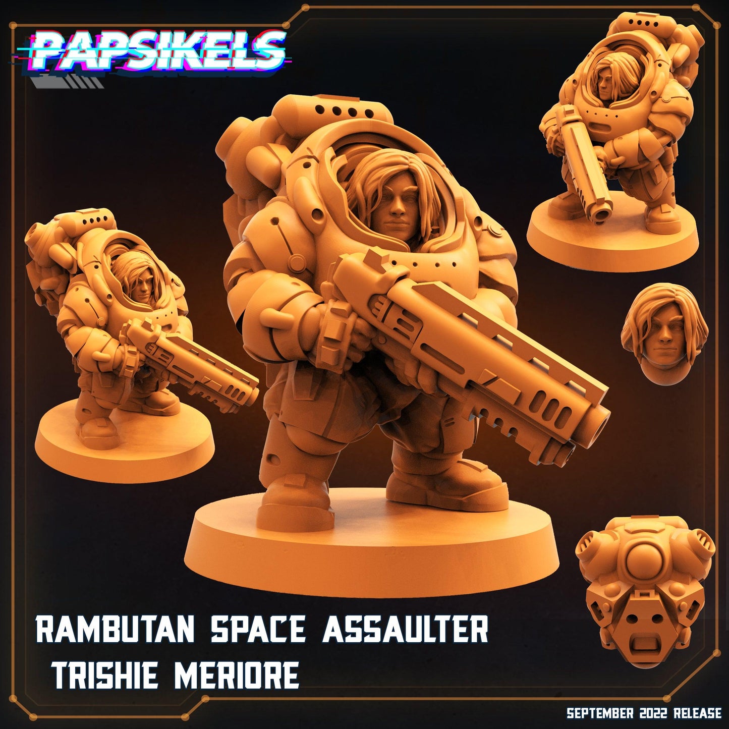 3D Printed Papsikels Cyberpunk Sci-Fi Rambutan Space Assaulters Set - 28mm 32mm
