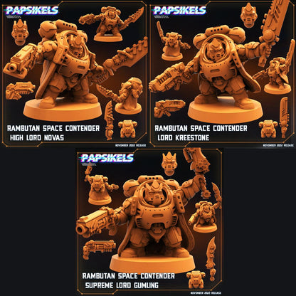 3D Printed Papsikels Cyberpunk Sci-Fi Rambutan Space Contender Set - 28mm 32mm